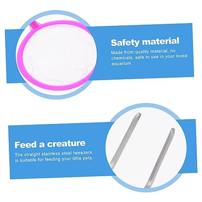7pcs Aquarium Cleaning Tool with Stainless Steel Tongs Fishing Net and Brush for Easy Maintenance of Fish Tanks and Aquascaping