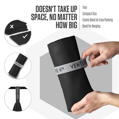 VENTURE 4TH Quick Dry Microfiber Towel for Camping & Gym - Black Large - color: Black, size: 60.00" x 31.50"