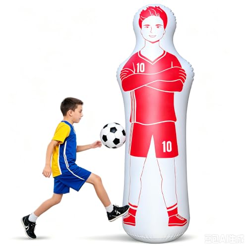 ZHUYNXIR Inflatable Soccer Dummy, Soccer Training Equipment, Inflatable Dummy Goalkeepr Air Mannequin Free Kick Wall Goalkeeper Defender Training for Children Adults - color: 160 dummy-red