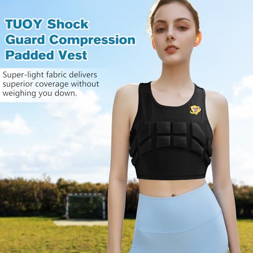 Women Padded Compression Vest, Impact Vest for Women, Chest Breast Rib Protection Vest for Sports, Karate, Football, Basketball - size: Medium, style: Impact Padded Vest