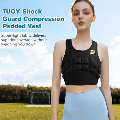 Women Padded Compression Vest, Impact Vest for Women, Chest Breast Rib Protection Vest for Sports, Karate, Football, Basketball - size: Large, style: Impact Padded Vest