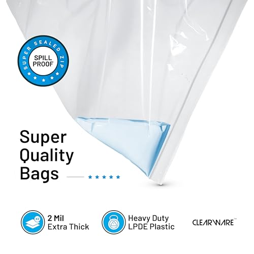 4 Count - Large Storage Bags With Zipper Top, 10 Gallon Size 24" x 24", Extra Large Plastic, For Clothes, Travel, Moving, BPA-Free, Heavy Duty 3-Mil Thick