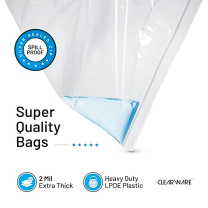 4 Count - Large Storage Bags With Zipper Top, 10 Gallon Size 24" x 24", Extra Large Plastic, For Clothes, Travel, Moving, BPA-Free, Heavy Duty 3-Mil Thick