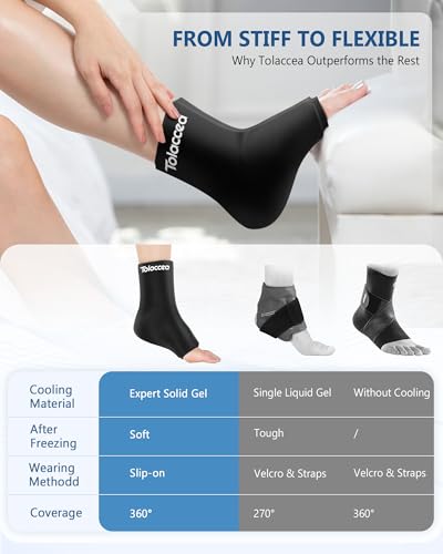 Ankle Foot Ice Pack, Expert Solid Gel Cold & Hot Therapy for Ankle Recovery | Heel Foot Ice Wrap, Stay Flexible After Frozen, 360° Foot Coverage, Easy Wear, Soft Fabric, Achilles & Plantar Relief - size: Lx1, style: Original
