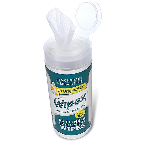 Wipex Fitness Equipment Wipes - EWG Verified - 50 Ct Original Natural Plant Based Gym Wipes for Equipment, Clean Surfaces at Home or Gym, Use as a Yoga Mat Cleaner, Lemongrass, Eucalyptus & Vinegar - size: 50 Count (Pack of 1)
