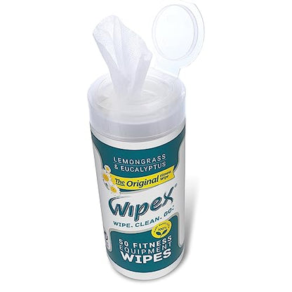Wipex Original Fitness Equipment Wipes - EWG Verified Natural Plant Based Gym Wipes, Clean Surfaces at Home or Gym, Use as a Yoga Mat Cleaner, Lemongrass & Vinegar, 50 Count (Pack of 3) - size: 50 Count (Pack of 3)