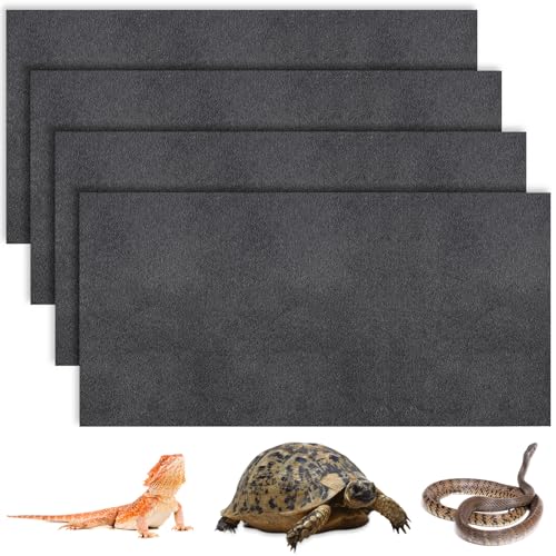 4 Pcs Reptile Carpet Pet Terrarium Floor Liners Bedding Substrate Liner Supplies Reptile Cage Mat Tank Accessories for Lizard Bearded Dragon Tortoise Snake Leopard (Black,47 x 24 Inch) - color: Black