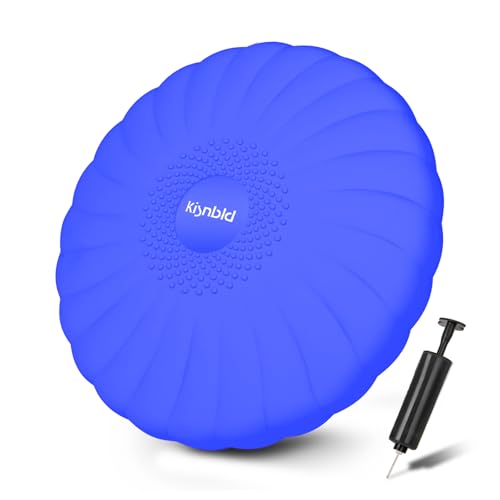 kisnbld Wobble Cushion, Balance Disc with Pump, Core & Posture Training | Extra-thick Non-slip Wiggle Seat for Sensory Kids improve balance, core strength and posture(Each 13.5in/34cm) - color: 1Blue