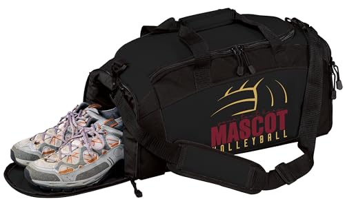 Personalized Volleyball Duffel Bag with Shoe Compartment – Custom Name Volleyball Sports Bag for Girls & Boys – Large Team Gym Bag for Practice, Travel & Tournaments - color: Black, style: Volleyball