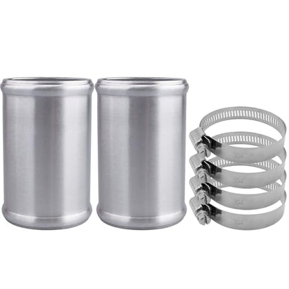 AC PERFORMANCE 2.5" (63mm) OD Aluminum Alloy Hose Joiner Silicone Pipe Connector Bead, 4" Length with 304 SS Clamps, Pack of 2 - size: 2.5" (63mm) - 2PCS