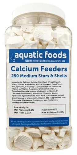 Medium Size Calcium Feeder Stars & Shells for Shrimp, Snails, Crabs, Crayfish, Hermit Crabs and All Tropical Fish…250 Count Jar - size: 250 Count (Pack of 1)