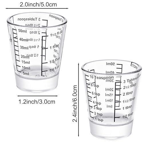 Ackers Mini Measure Heavy Glass, 32-Incremental Measurements Multi-Purpose Liquid and Dry Measuring Shot Glass, Black Single - color: Black