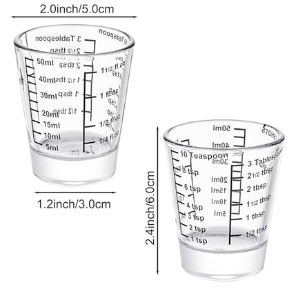 Ackers Mini Measure Heavy Glass, 32-Incremental Measurements Multi-Purpose Liquid and Dry Measuring Shot Glass, Black Single - color: Black