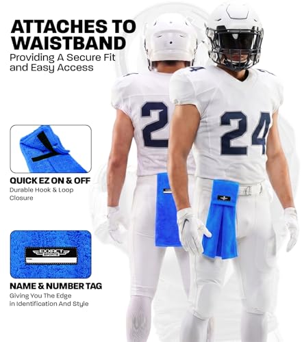 Blue Football Towel with Hook & Loop Fastener (Royal Blue) | Quarterback QB Sports Towel Football to Clean Hands, Visor and Gloves - Highly Absorbent, Quick Dry - color: Royal Blue