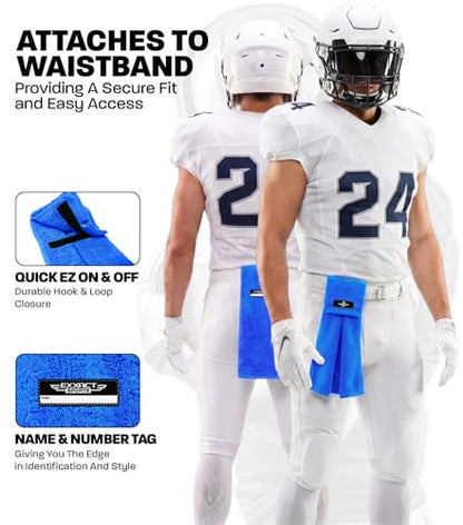 Blue Football Towel with Hook & Loop Fastener (Royal Blue) | Quarterback QB Sports Towel Football to Clean Hands, Visor and Gloves - Highly Absorbent, Quick Dry - color: Royal Blue