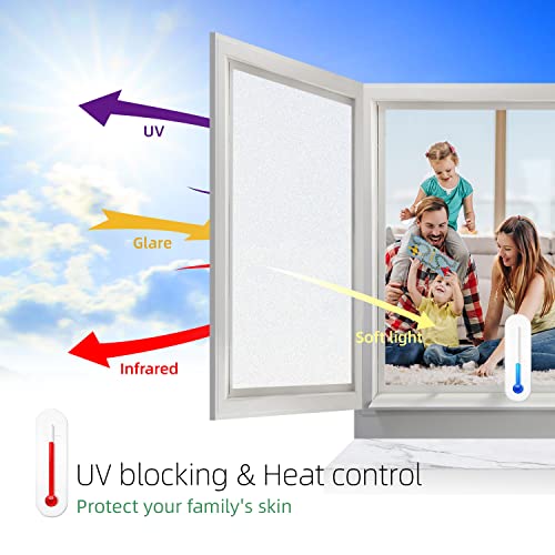 Frosted Window Privacy Film Glass Window Film Sun Blocking, Static Clings Removable Frosting Bathroom Door Window Covering, White,35.4 Inch x 78.74 Inch - color: Frosting White, size: 35.4inch x 78.74 inch