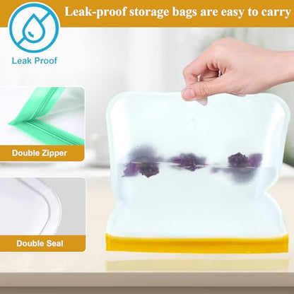 10 Pack Reusable Sandwich Bags, Silicone Sandwich Bags Reusable, Reusable Silicone Bags, Leakproof Sandwich Containers for Lunch Boxes, Travel Picnic, Work, Home Use
