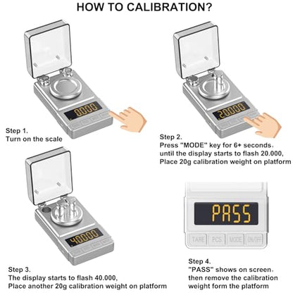 Milligram Scale 100g/0.001g Sliver, Mg Scale with 20g Calibration Weight and Accessories, Sliver Powder Scale for Reloading - color: Silver