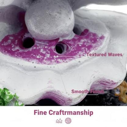 Fish Tank Bubbler Decorations,Mini Cute Pink Shell Decor,Aquarium Decor with Air Stone for Small Fish Tank Bubblers