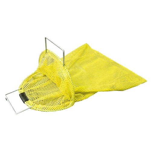 JCS 17x28 Mesh Catch Bag – Galvanized Wire Handle, Heavy-Duty Mesh, Large Capacity for Lobster Catching & Spearfishing - color: Yellow