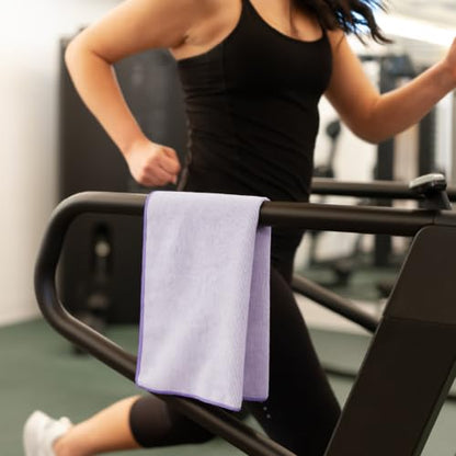S&T INC. Microfiber Gym Towels, 3 Pack, 16" x 27", Purple | Absorbent and Lightweight, Quick-Dry, Compact for Gym Bag, Yoga and Travel, Machine Washable - color: Purple