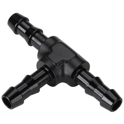 1/4" 6mm Hose Barb Tee T Fitting Adapter Aluminum Black - size: 6mm