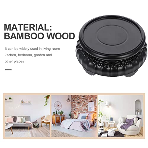 Alipis Rotating Bonsai Pedestal 5.11In Round Fish Tank Flowerpot Base Vase Display Stand for Home Office Garden Decoration