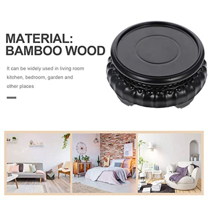 Alipis Rotating Bonsai Pedestal 5.11In Round Fish Tank Flowerpot Base Vase Display Stand for Home Office Garden Decoration