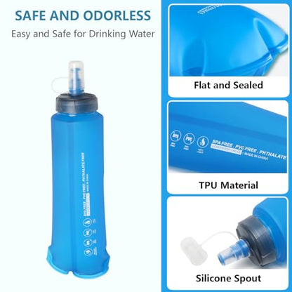JEELAD Soft Folding Water Bottles, TPU Running Hydration Flask Ideal for Hiking Cycling Climbing - color: 01 White TPU-500ml - 2 Pcs