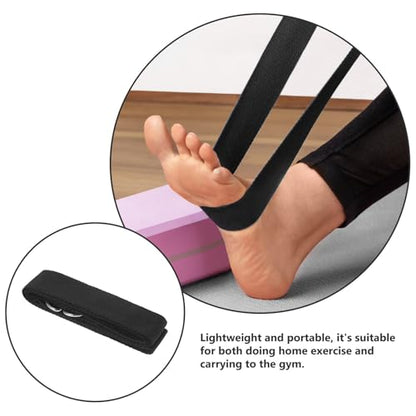 5pcs Adjustable Metal D-ring Non-elastic Exercise Strap Set Black Inelastic Bands for Pilates and Household Exercise Sturdy Assist Bands for Flexibility and Stretching Training