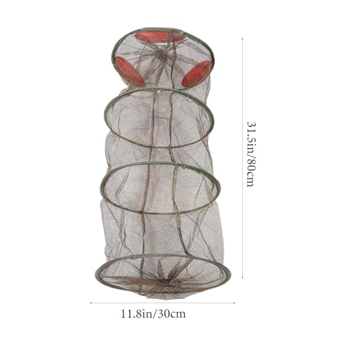 TOYANDONA Fishing Mesh Net Drawstring Fish Guard Net Brown Thickened Four-Ring Sturdy Mesh Lightweight for Small Fish Shrimp Protection Outdoor Anglers