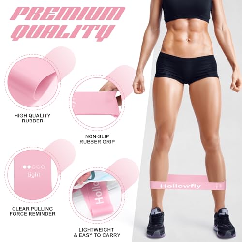 Hollowfly 30 Pcs Bulk Resistance Bands Latex Loop Non Slip - color: Pink
