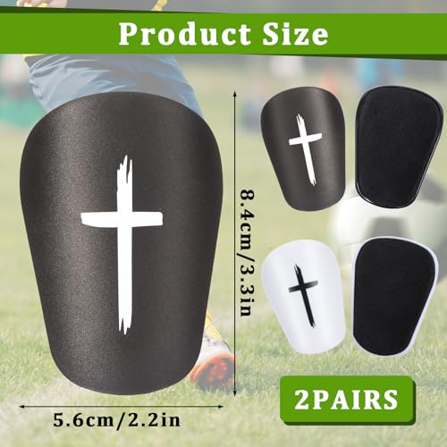 2 Pairs Black & White Cross Shin Guards Soccer Extra Mini Shins Guard 3 x2 Inch Small Shin Guards Comfortable Light Shin Pads Ultra Miniature Shins Guard Soccer for Men Women - color: black, white