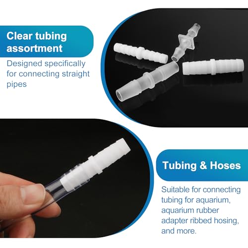 19Pcs PVC Clear Tubing Kit 3 Sizes (6mm 7mm 8mm ID) + 16PCS Plastic Hose Barb Fittings 4 Sizes (M5.6 M6 M7.9 M8) for Aquarium Fish Tank Air Conditioning Drainage Water Pump - size: 6-8mm ID