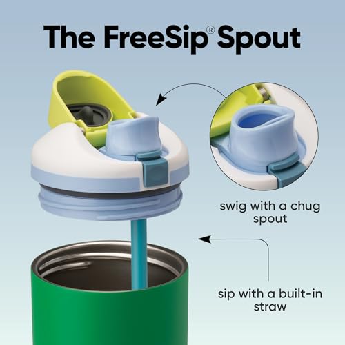 Owala FreeSip Tumbler Stainless Steel Water Bottle 40 oz Putting Green | Triple-Layer Insulation | Leak-Proof Lid with Push-Button | Double Threaded Lid for Left and Right-Handed Drinking - color: Putting Green, size: 40 Ounces