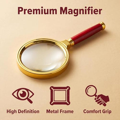 Magnifying Glass 6X Magnification Magnifier Handheld Magnifier for Science, Reading Book, Inspection
