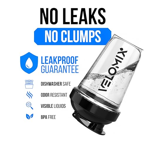 VELOMIX 2 Pack 20oz Protein Shaker Bottle for Protein Mixes, Black/Transpar - color: A1) Black / Transparent