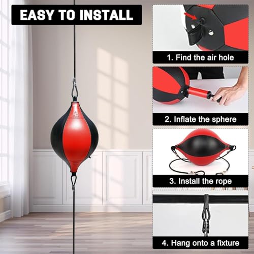 Boxing Speed Bag Portable Adjustable PU Leather Core Training Coordination