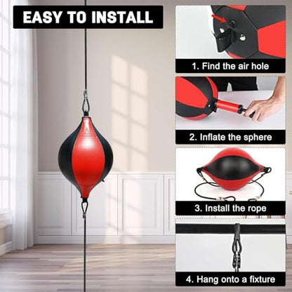 Boxing Speed Bag Portable Adjustable PU Leather Core Training Coordination