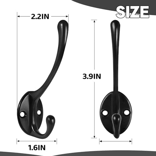 Wall Hooks for Hanging, 20-Pcs Heavy Duty Metal Coat Hooks, for Living Room, Bathroom, Kitchen, Bedroom for Coats, Towel, Hat, Key, Closet, Bag (Black) - color: 20pcs-Black