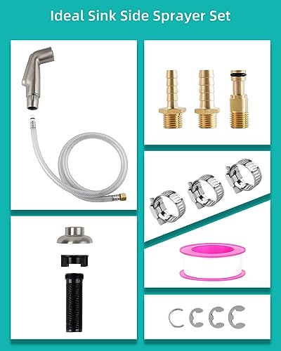 Universal Fit Kitchen Faucet Sprayer Attachment/Hose/Holder Set Compatible with Moen/Delta Faucet Sprayer Replacement, Kitchen Sink Side Sprayer Head, Brushed Nickel