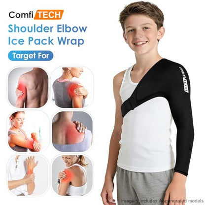 ComfiTECH Youth Shoulder Arm Ice Pack Wrap for Pitchers, Ice Arm Sleeve, S - size: Small
