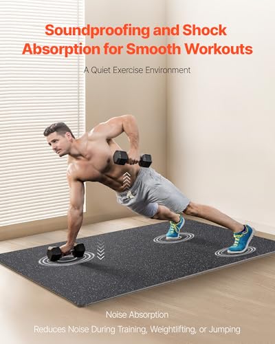 VEVOR 0.56In 100sq.ft 25 Tiles Gym Flooring for Home Gym, Rubber Top with High Density EVA Foam, 25" x 25" Gym Floor Exercise Equipment Mats, Interlocking Gym Mats, Puzzle Workout Mats, Black & White | Rubber Top with High Density EVA Foam, 25 x 25in Floo
