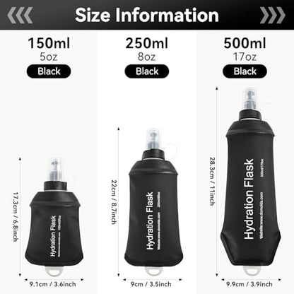 AXEN Soft Flask TPU Foldable Running Hydration Flask, Soft Collapsible Water Bottle for Hydration Pack Cycling Marathon Running Hiking - color: Black-500ml