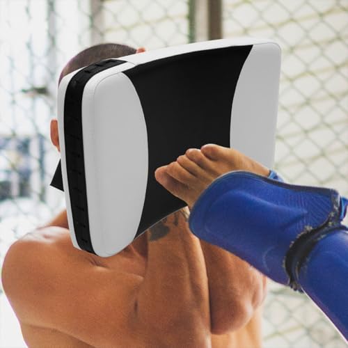 Taekwondo Side Kick Pad Black White Small Curved Striking Shield Martial Arts Kicking Target Training Equipment for Boxing and Kickboxing Practice