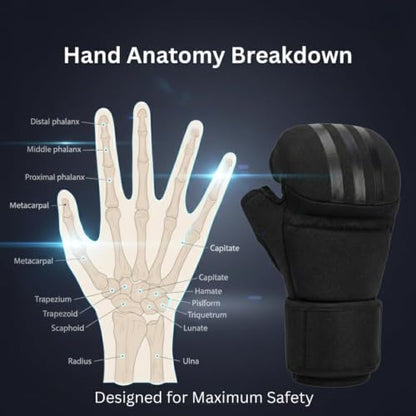 Protective Boxing Hand Wraps for Men & Women, Knuckle Guard Padding, Wrist Stabilizer, Upper Hand Shell & Thumb Shield - Proprietary Safety Technology Designed for Boxing, Muay Thai, MMA, Sparring M