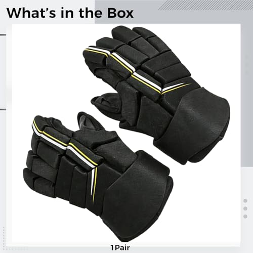 Ice Hockey Gloves for Young Players, 10 in / 25.4 cm, Protective Gear with High-Density Foam Padding, Flexible, Waterproof & Breathable for Ice, Roller, Field Hockey