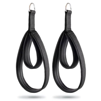Wonderful Day 2PCS Pilates Reformer Straps Double Loop for Home Gym - color: Black