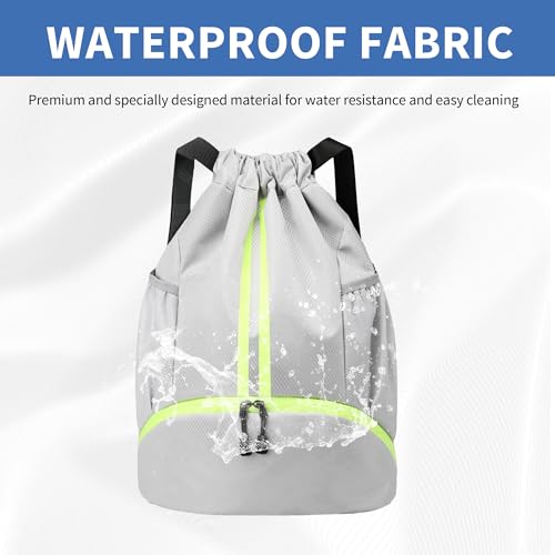 JELUTAR Drawstring Backpack Gym Bag with Shoes Compartment, Grey - color: Grey, size: Medium