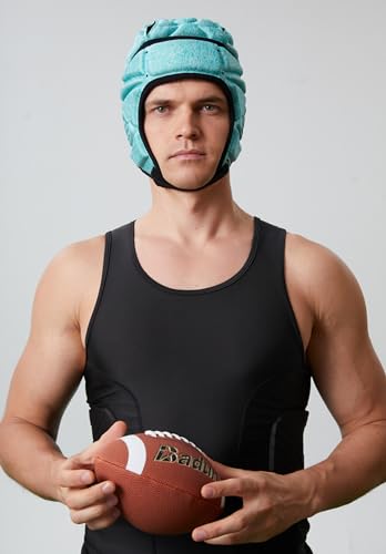 Topeter Padded Rugby Helmet, Protective Soft Shell Headgear Hats - color: Green